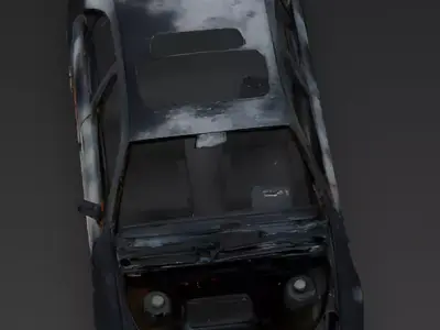Scorched Husk Burnt-Out Sedan 3D Model Low-poly 3D model