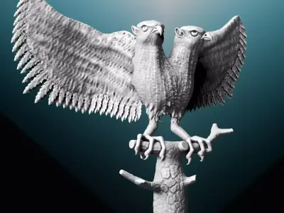 double headed falcon bird 3D model