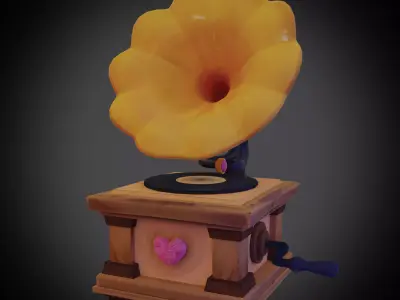 Gramophone  Low-poly 3D model