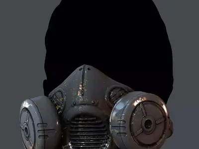 Gas mask helmet 3d model scifi  Low-poly 3D model 10