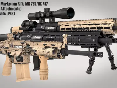 MR 762 Modular Designated Marksman Rifle Low-poly 3D model