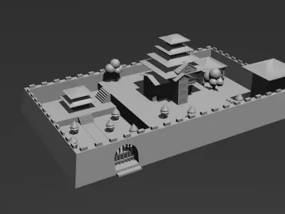 Low Poly Castle 1 building Low-poly 3D model