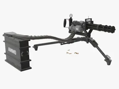M134 Minigun Tripod Mounted and Ammo Crate Collection 3D Model Pack