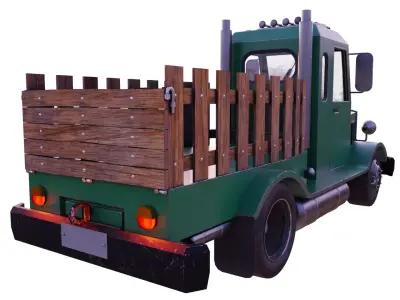 An old truck in a low poly  cartoon style Low-poly 3D model