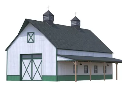 Green Industrial Building 10 Free low-poly 3D model
