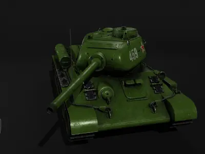 Soviet Medium Tank T-34-85 with D-5T gun Free low-poly 3D model