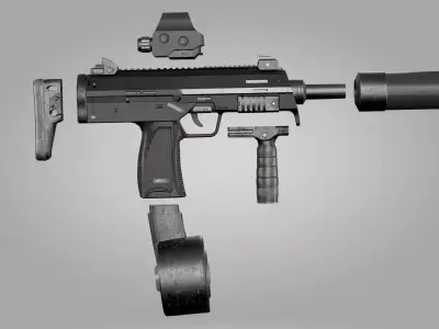 PBR MP7A1 Low-poly 3D model
