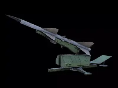 S75 SAM-2 Anti Aircraft Missile Launcher Low-poly 3D model