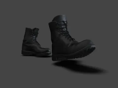 SHOE-002 Walking Black Boots Low-poly 3D model