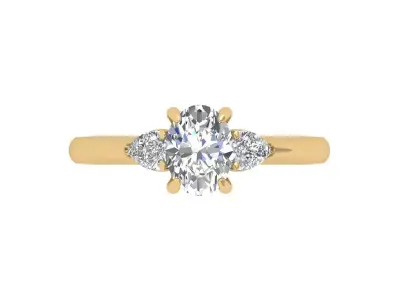 Oval 3 Stone Bridal Ring 3D print model order