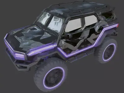 Cyberpunk Neon Tactical SUV Scout Low-poly 3D model