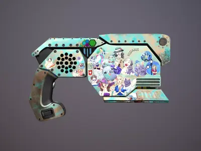 Blaster gun with characters Free 3D model