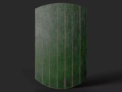 Slavic square wooden shield-painted green Low-poly 3D model