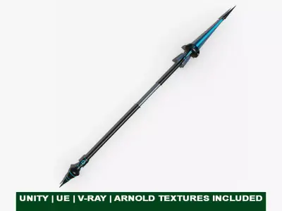 Fantasy Spear Glow 08 Game-Ready PBR Textures Included Low-poly 3D model