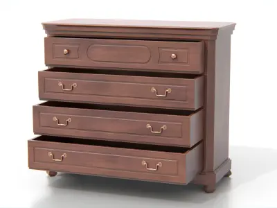 Antique Wooden Chest of Drawers 02 Low-poly 3D model