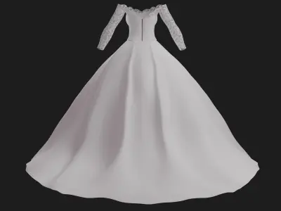 Weding dress V2 Low-poly 3D model