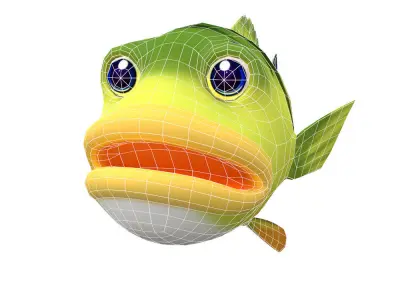 Peacock Bass Fish Cartoon Animated Low-poly 3D model