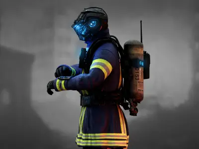 Sci Fi Firefighter Low-poly 3D model