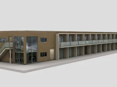 Realistic European City Block Building 23 Low-poly 3D model