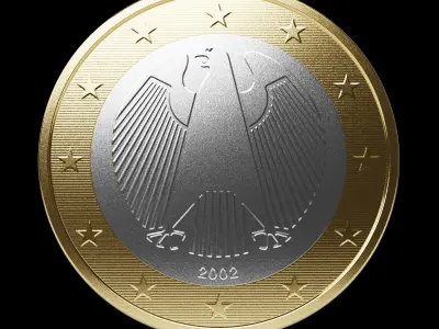 Free One Euro coin Hight Model-PBR textures Free low-poly 3D model