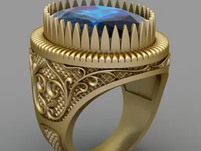 Antique Gents Signet Ring 3D print model shop