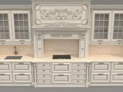 Ornate Victorian Style Kitchen Cabinet 3D model