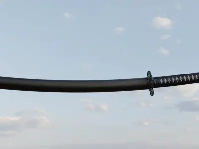Katana samurai sword in sky 3D model