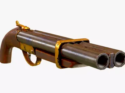 Double Barrel Shotgun 3D model purchase