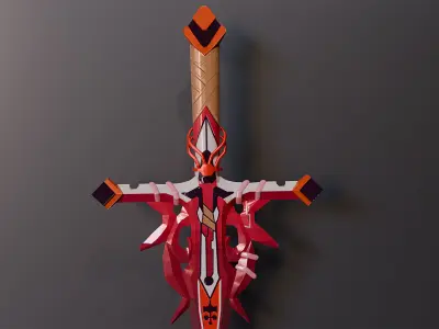 Fantasy sword Low-poly 3D model 13