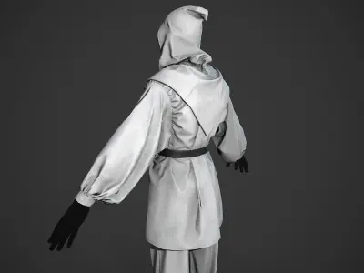 White Medieval Outfit Low-poly 3D model
