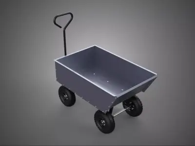HEAVY DUTY METAL TUB UTILITY WHEELBARROW CART TROLLEY WAGON DUMP 3D model