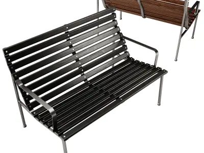 Traverse Garden Bench with armrests with back by Hay 3D model purchase
