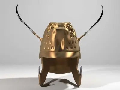 Ancient Combat Helmet - Macedonian Lionhead 3D model