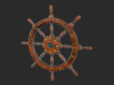 Shipwheel wooden ship wheel Free low-poly 3D model
