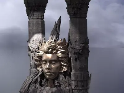 Fallen Angel Mountain Statue Kit bash 2  3D model