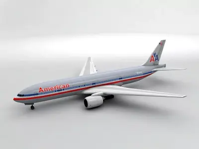 Boeing 777 Airliner - American Airlines Low-poly 3D model