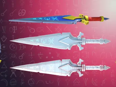 Stylised sword Low-poly 3D model