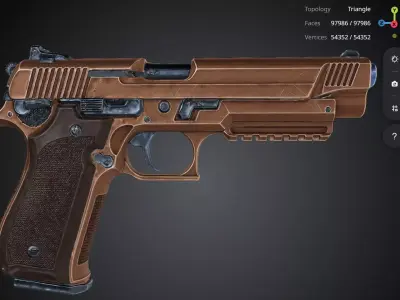 Bronze Pistol 3D model buy