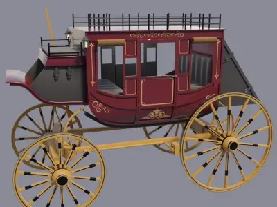 Highly Detailed Vintage Stagecoach 3D model