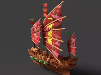 Chinese Junk Boat  Low-poly 3D model
