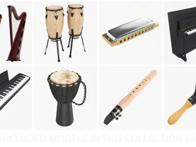  Musical Instrument Large Collection 01 - 36 PBR models 