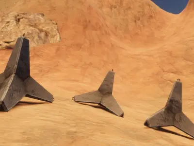 Road block star - antitank roadblock Low-poly 3D model