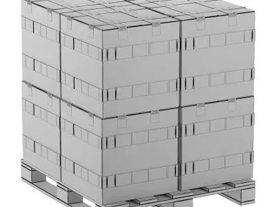  Cardboard boxes on a pallet 3D model
