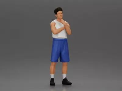 man stands in athletic gear pondering ideas with steady focus 3D print model