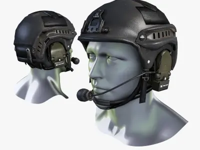 Tactical Headset Military Helmet Low Poly Low-poly 3D model