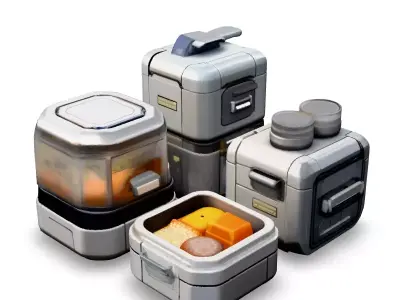 SciFi Food Containers Set Low-poly 3D model
