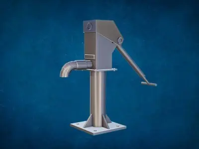 handpumb metal water pump Low-poly 3D model