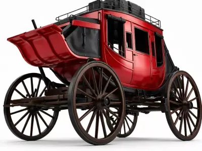 Crimson Frontier Western Stagecoach Luxury Period Carriage 3D model