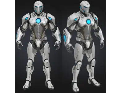 Futuristic Robot Android Low-poly 3D model