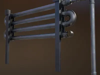 Game Ready Radiator metal with pipes Low-poly 3D model